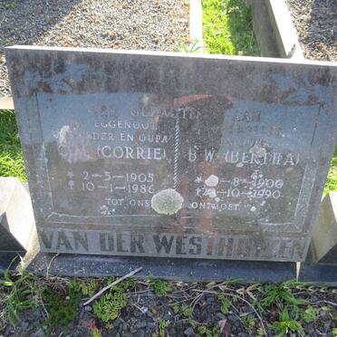 WESTHUIZEN C.M., van der  1905-1986 &amp; B.W. 1900-1990