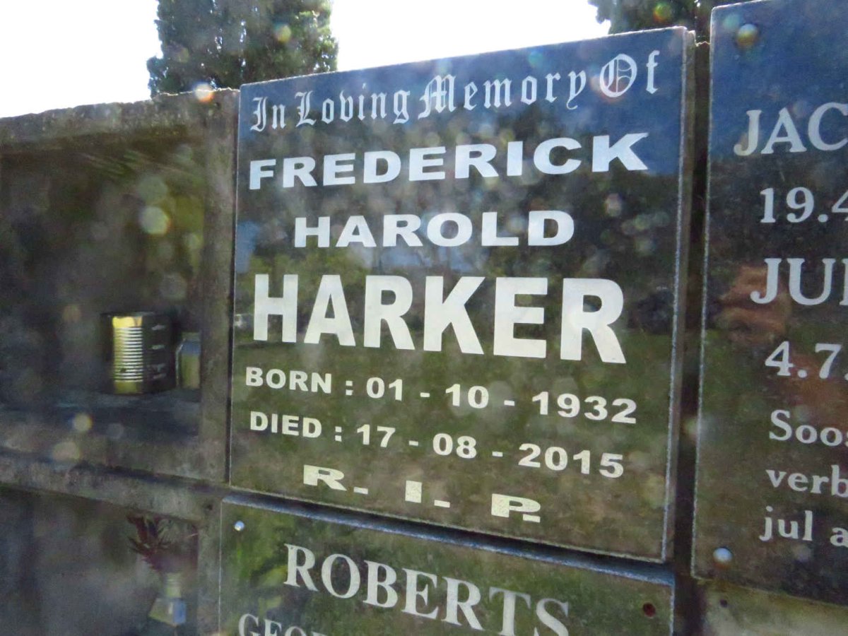 HARKER Frederick Harold 1932-2015