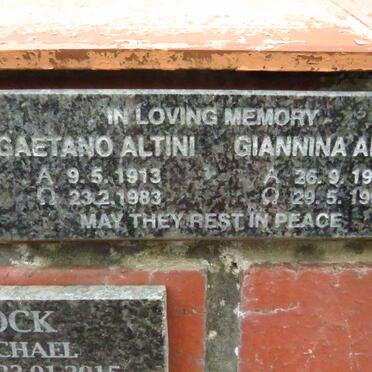 ALTINI Gaetano 1913-1983 &amp; Giannina 1920-1997