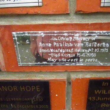 HALDEREN Anna Paulina, van 191?-2005