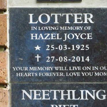 LOTTER Hazel Joyce 1925-2014