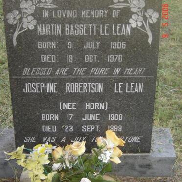 LEAN Martin Bassett, le 1905-1970 &amp; Josephine Robertson HORN 1908-1989