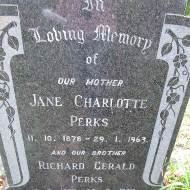 PERKS Jane Charlotte 1878-1963 :: PERKS Richard Gerald 1905-1939