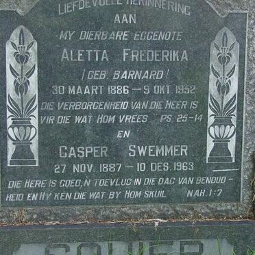 SQUIER Casper Swemmer 1887-1963 &amp; Aletta Frederika BARNARD 1886-1952