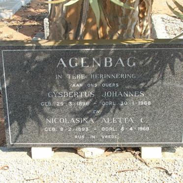 AGENBAG Gysbertus Johannes 1896-1968 &amp; Nicolasina Aletta C. 1893-1969