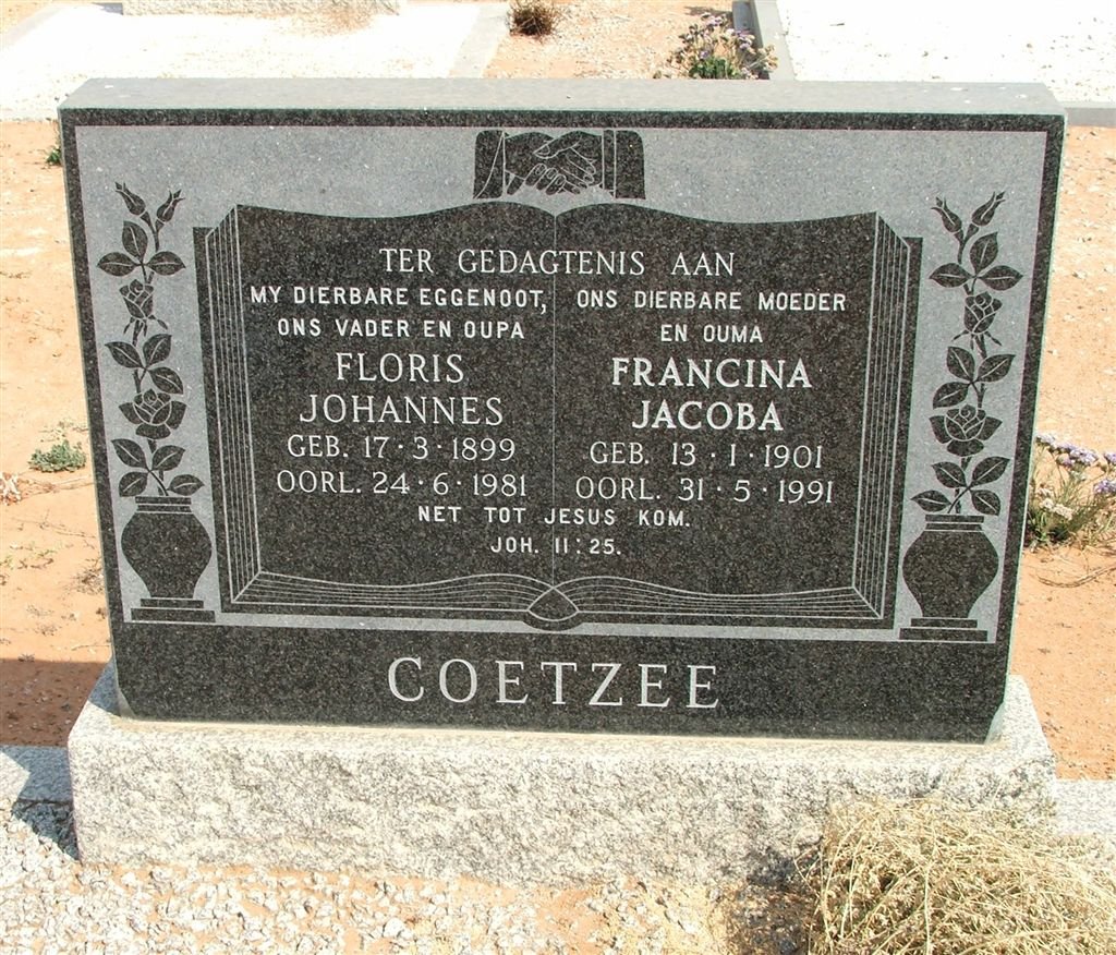 COETZEE Floris Johannes 1899-1981 &amp; Francina Jacoba 1901-1991