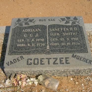 COETZEE Adriaan G.G.J. 1890-1970 &amp; Sanetta H.D. SMITH 1901-1976