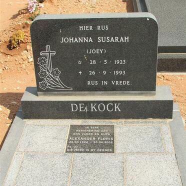 KOCK Alexander Floris, de 1924-2002 &amp; Johanna Susarah 1923-1993