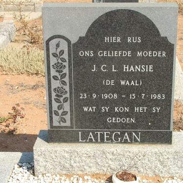 LATEGAN J.C.L. nee DE WAAL 1908-1983