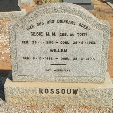 ROSSOUW 1892-1977 &amp; Gesie M.M. DU TOIT 1890-1958