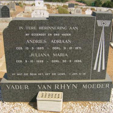 RHYN Andries Adriaan, van 1893-1971 &amp; Juliana Maria 1899-1986