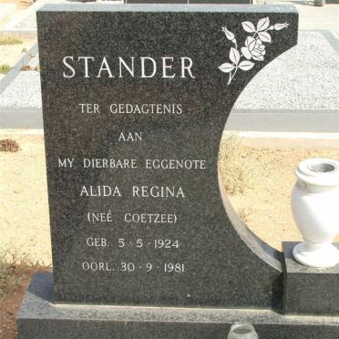 STANDER Alida Regina nee COETZEE 1924-1981