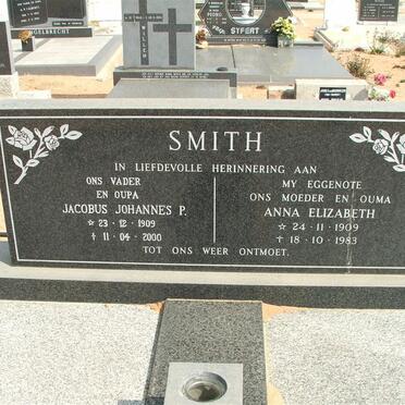 SMITH Jacobus Johannes P. 1909-2000 &amp; Anna Elizabeth 1909-1983