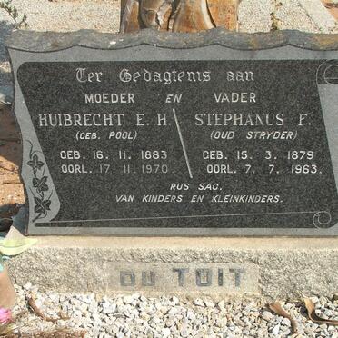 TOIT Stephanus F., du 1879-1963 &amp; Huibrecht E.H. POOL 1883-1970