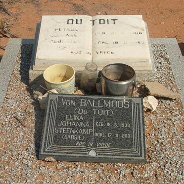 TOIT Petrus Johannes Albertus, du 1906-1987 :: VON BALLMOOS Elina Johanna Steenkamp nee DU TOIT 1933-2001