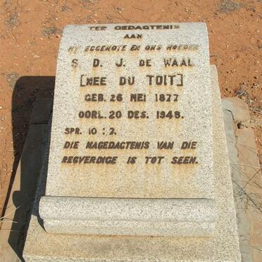 WAAL S.D.J., de nee DU TOIT 1877-1948