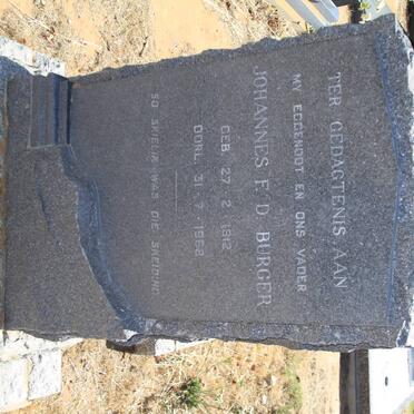 BURGER Johannes F.D. 1912-1968