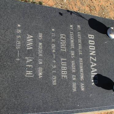 BOONZAAIER Gerrit Lubbe 1924-1998 &amp; A.F.H. 1936-