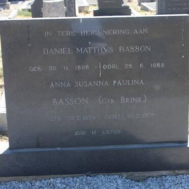 BASSON Daniel Matthys 1886-1968 &amp; Anna Susanna Paulina BRINK 1894-1979