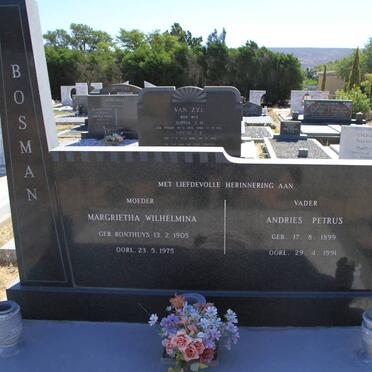 BOSMAN Andries Petrus 1899-1991 &amp; Margrietha Wilhelmina BONTHUYS 1905-1975 