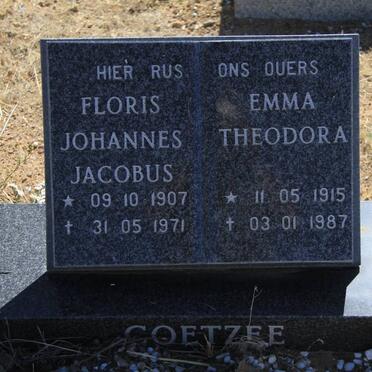 COETZEE Floris Johannes Jacobus 1907-1971 &amp; Emma Theodora 1915-1987