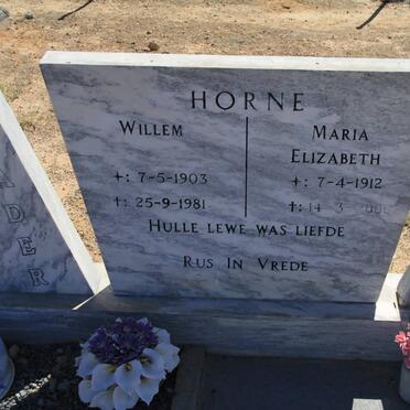 HORNE Willem 1903-1981 &amp; Maria Elizabeth 1912-2000