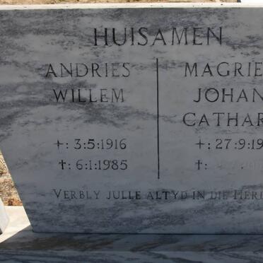 HUISAMEN Andries Willem 1916-1985 &amp; Magrietha Johanna Catharina 1920-