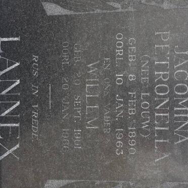 LANNEX Willem 1901-1966 &amp; Jacomina Petronella LOUW 1890-1963