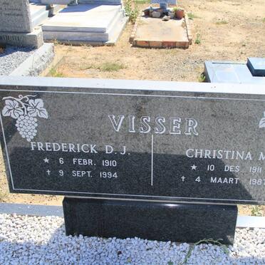 VISSER Frederick D.J. 1910-1994 &amp; Christina M. 1911-1987