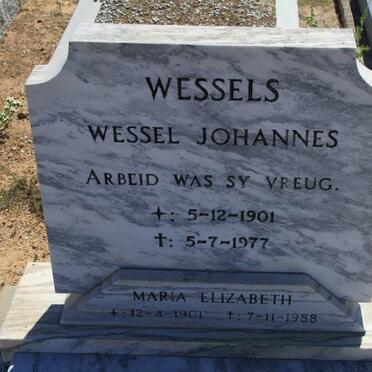 WESSELS Wessel Johannes 1901-1977 &amp; Maria Elizabeth 1901-1988