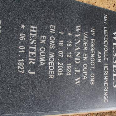 WESSELS Wynand J.W. 1924-2005 &amp; Hester J. 1927-