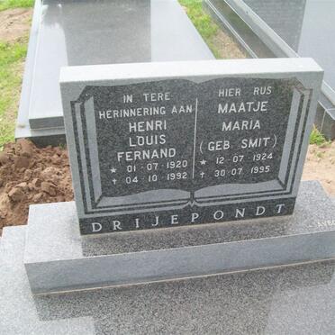 DRIJEPONDT Henri Louis Fernand 1920-1992 &amp; Maatje Maria SMIT 1924-1995
