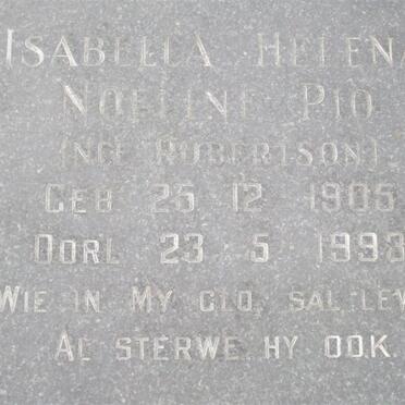 PIO Isabella Helena Noeline nee ROBERTSON 1905-1993