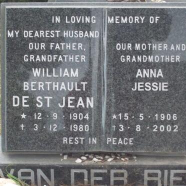 RIET William Berthault De St Jean, van der 1904-1980 &amp; Jessie 1906-2002