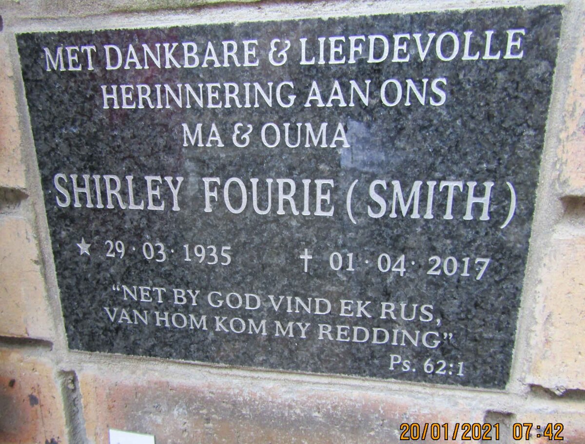 FOURIE Shirley nee SMITH 1935-2017