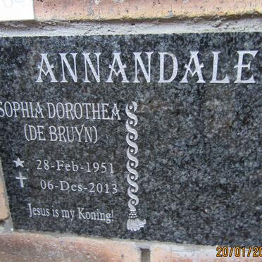 ANNANDALE Sophia Dorothea nee DE BRUYN 1951-2013