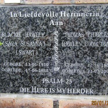 HAWLEY Thomas Charles 1908-2006 &amp; Sara Susanna SWART 1930-1988