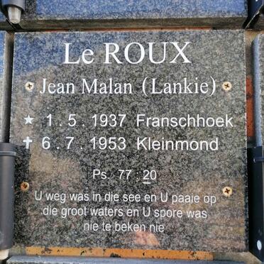 ROUX Jean Malan, le 1937-1953
