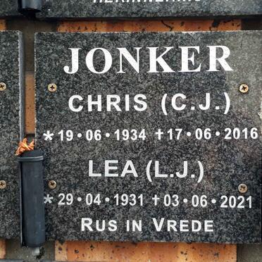 JONKER C.J. 1934-2016 &amp; L.J. 1931-2021