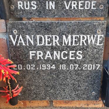 MERWE Frances, van der 1934-2017