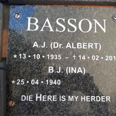 BASSON A.J. 1935-2017 &amp; B.J. 1940-