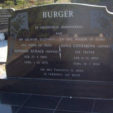 BURGER Hendrik Schalk 1905-1973 &amp; Anna Catharina TRUTER 1908-1998