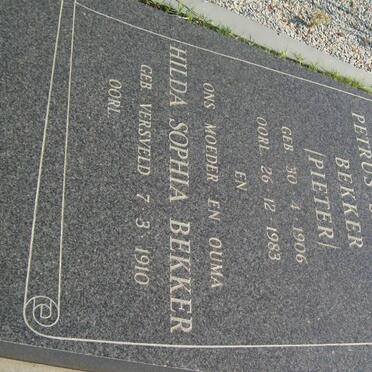 BEKKER Petrus Jacobus 1906-1983 &amp; Hilda Sophia VERSVELD 1910-