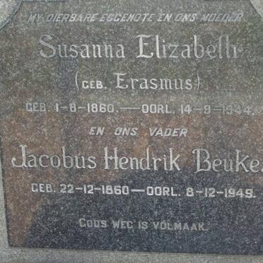 BEUKES Jacobus Hendrik 1860-1949 &amp; Susanna Elizabeth ERASMUS 1860-1944