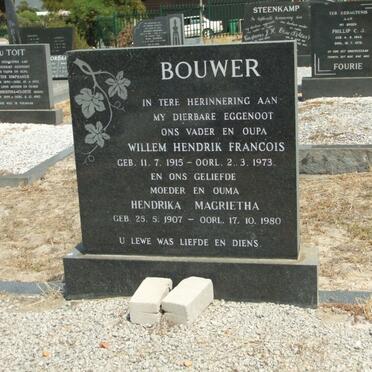 BOUWER Willem Hendrik Francois 1915-1973 &amp; Hendrika Magrietha 1907-1980