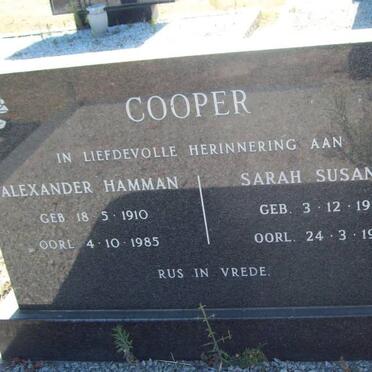 COOPER Alexander Hamman 1910-1985 &amp; Sarah Susanna 1920-1989