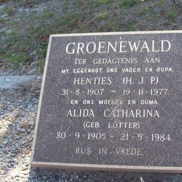 GROENEWALD H.J.P. 1907-1977 &amp; Alida Catharina LÖTTER 1905-1984