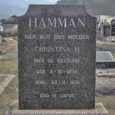 HAMMAN Christina H. nee DE VILLIERS 1874-1970
