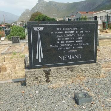 NIEMAND Paul Lodewyk Pieter 1890-1970 &amp; Maria Christina NIEMAND 1887-1978