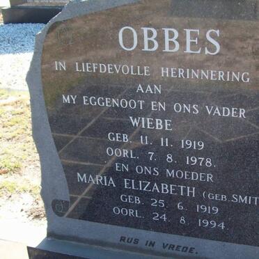 OBBES Wiebe 1919-1978 &amp; Maria Elizabeth SMIT 1919-1994